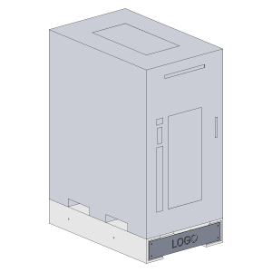 Fundament til batteri med logo på fronten